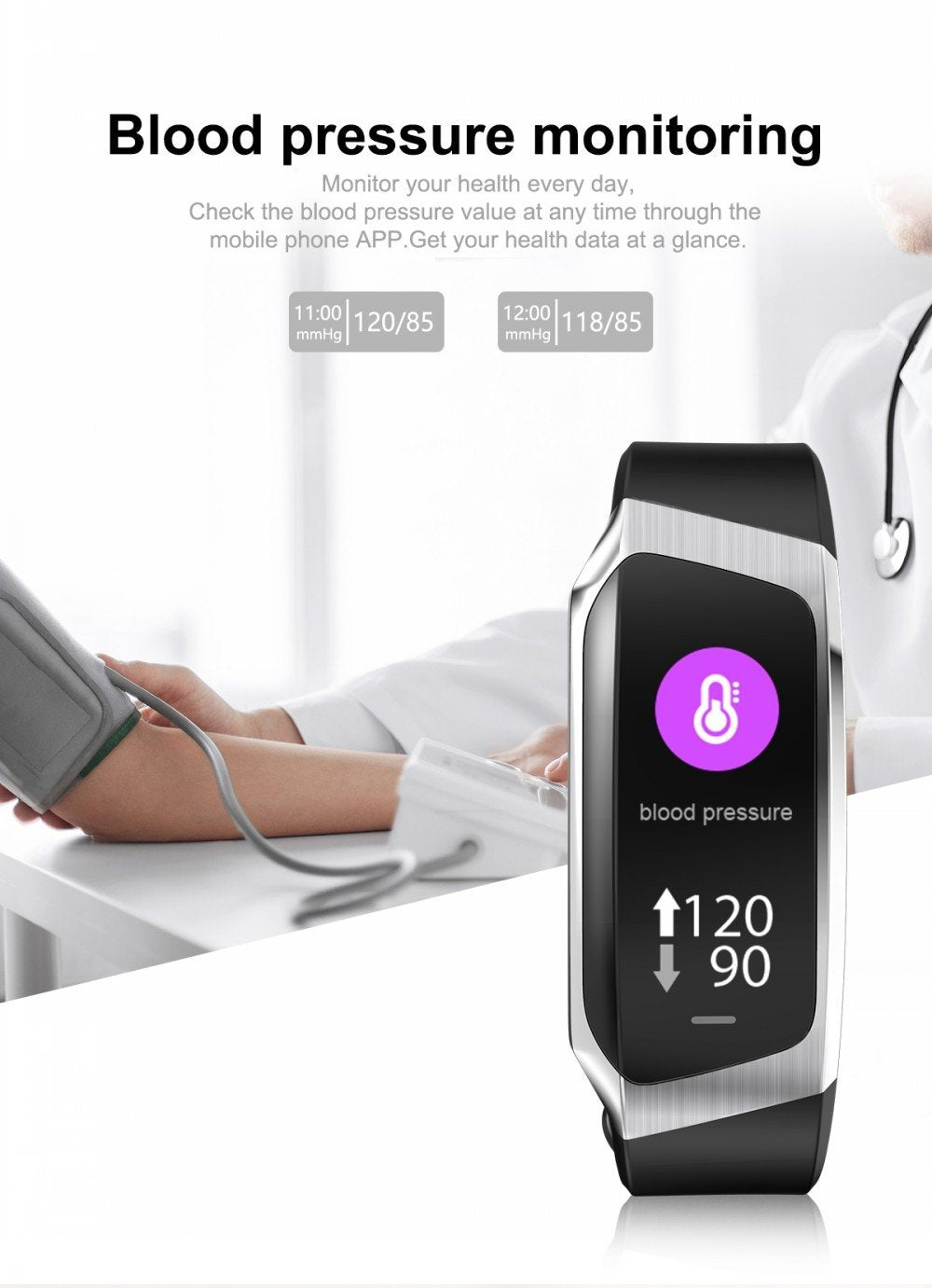 Skanto | Fitband Smartwatch vanntett blodtrykk oksygen hjertefrekvensmonitor sportarmbånd