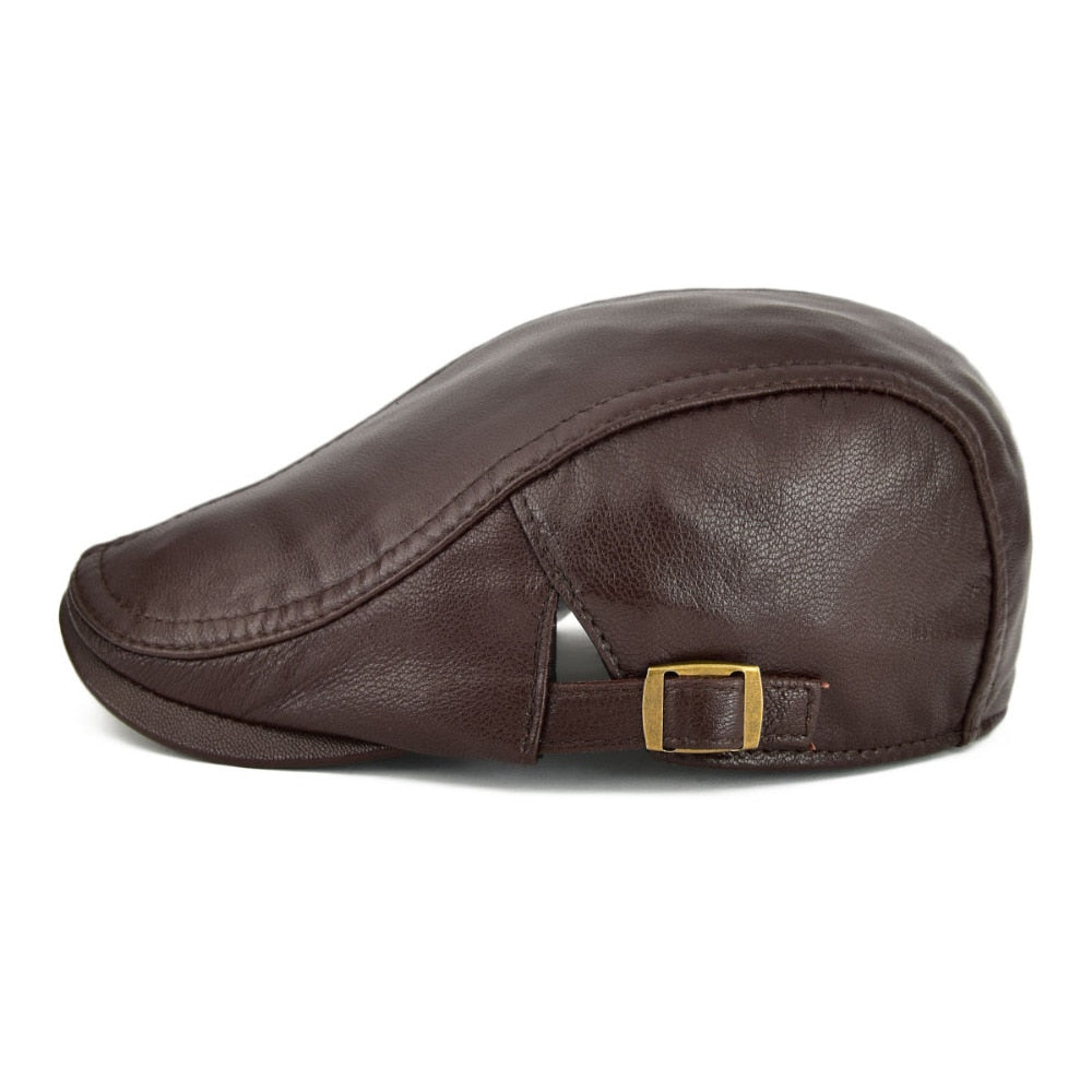 Skanto | Tidlløs Newsboy Retro Skinn Flatt Caps