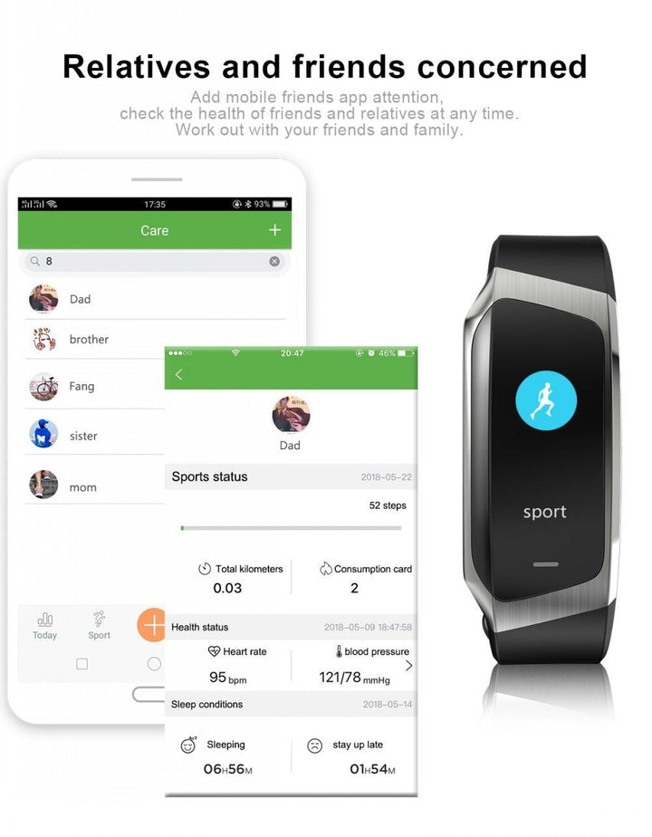 Skanto | Fitband Smartwatch vanntett blodtrykk oksygen hjertefrekvensmonitor sportarmbånd