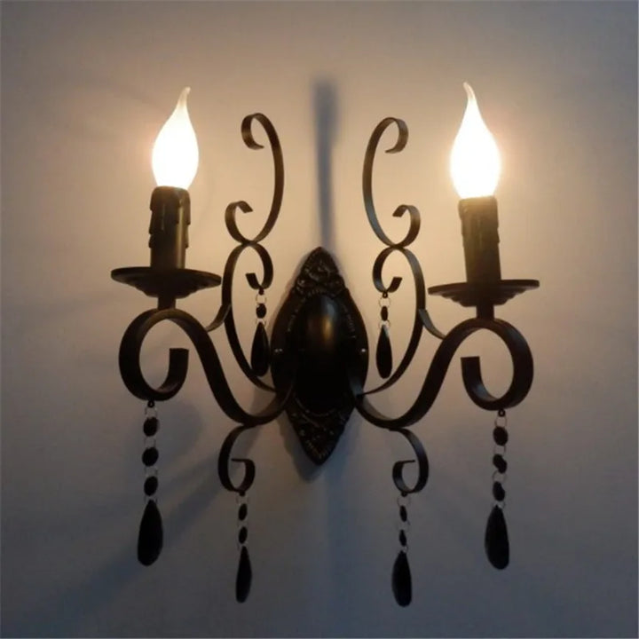 CrystalGlow Vegglampe - Vintage Black LED Belysning Skanto