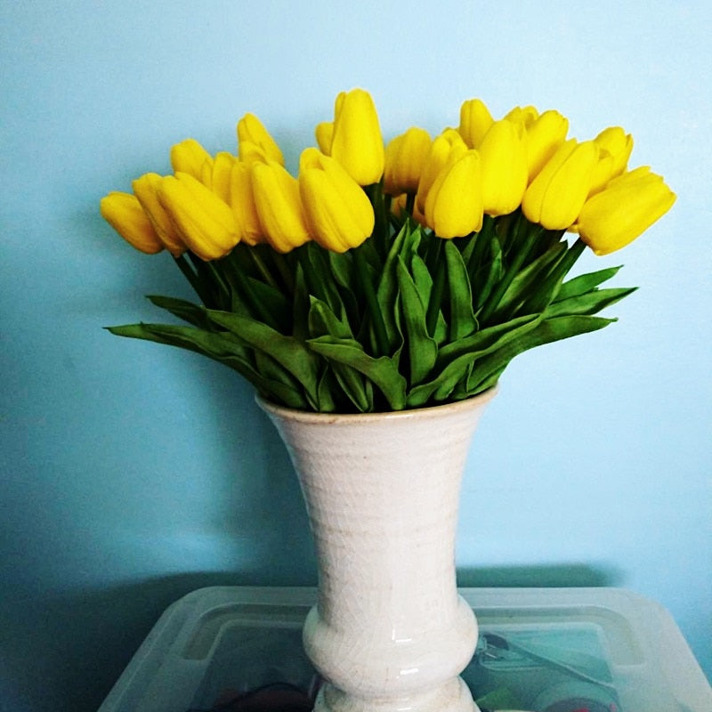 Skanto | Kunstig Blomsterbukett med Tulipaner, Dekorasjon (10 Stykker)