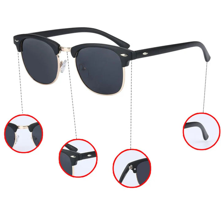 Skanto | Klassiske UV400 HD Polariserte Solbriller Unisex Retro Kjøremodus