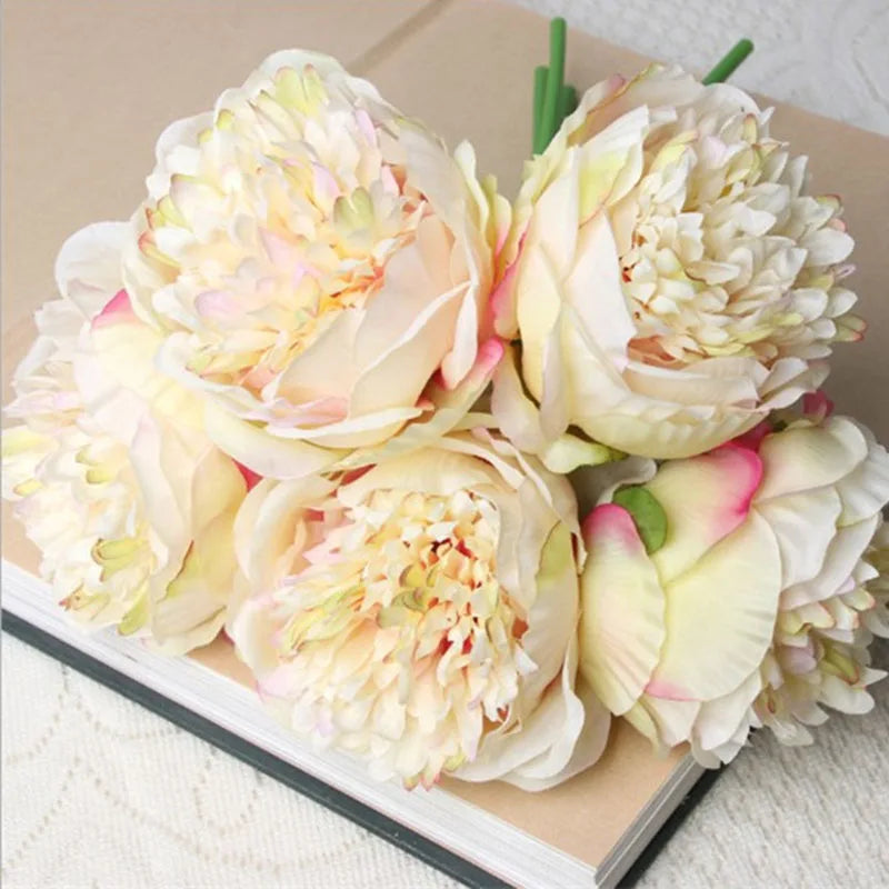 Skanto | Stor Peony Silke Blomsterbukett Sett