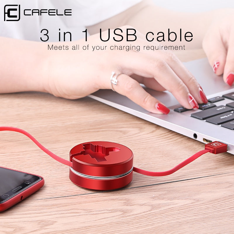 3 i 1 uttrekkbar ladekabel | Skanto