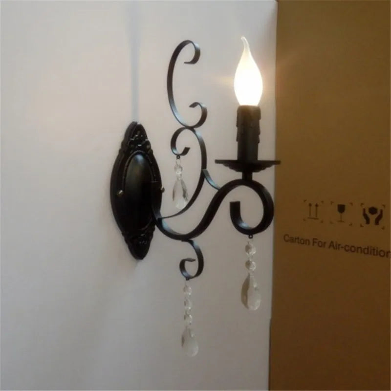 CrystalGlow Vegglampe - Vintage Black LED Belysning Skanto