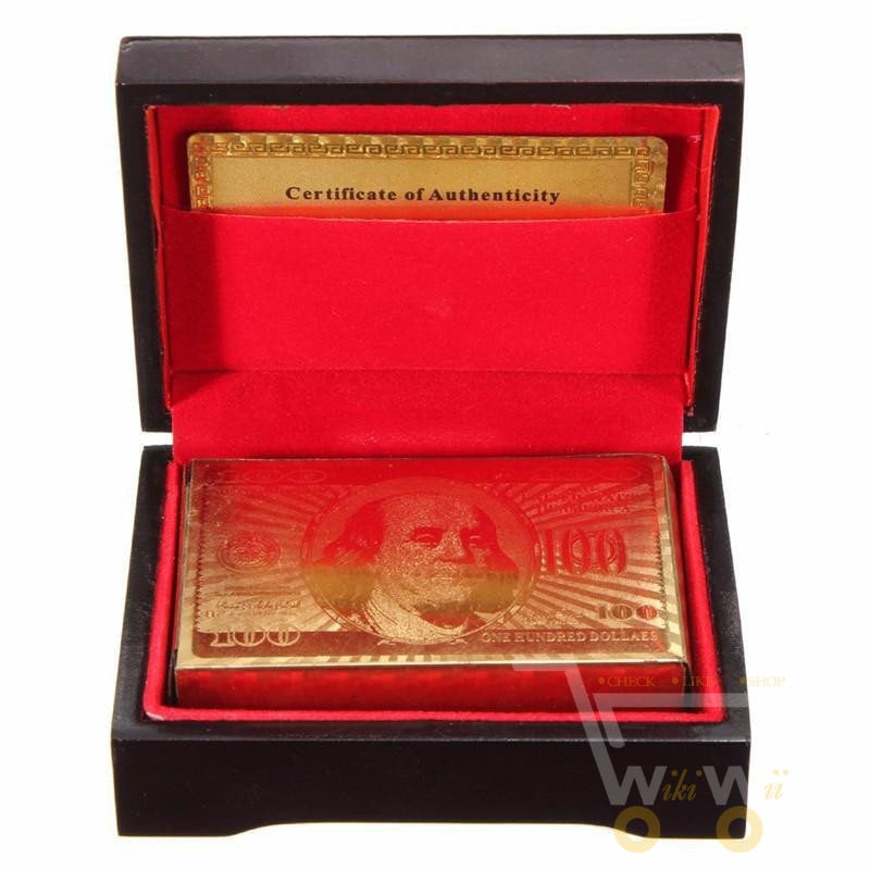 24K forgylt spillekort med tre - Style Box