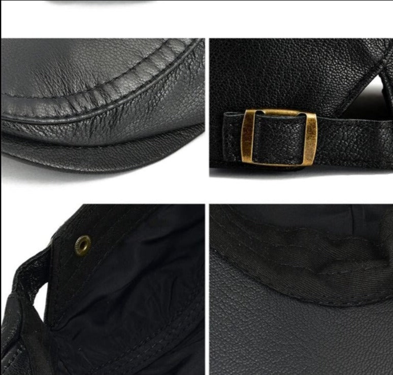 Skanto | Tidlløs Newsboy Retro Skinn Flatt Caps