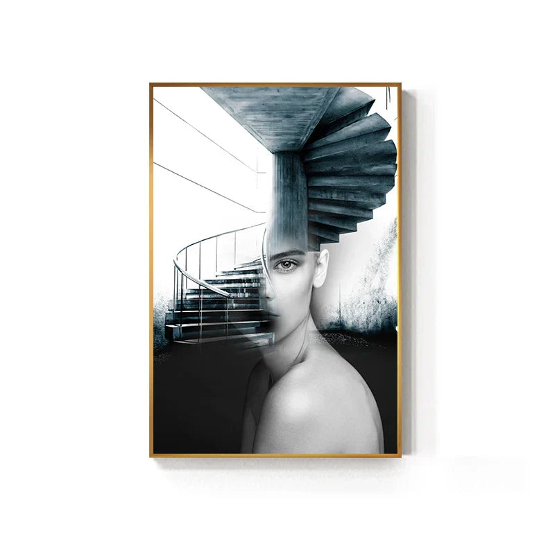 Abstract Fashion Arkitektonisk Motekunst Veggkunst Fine Art Lerretstrykk Bilder For Moderne Leilighet Stue Hjemmekontor Dekor | Skanto