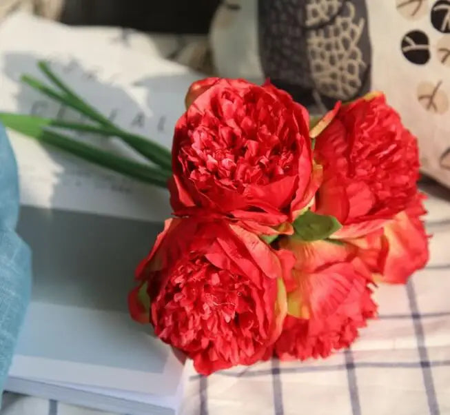 Skanto | Stor Peony Silke Blomsterbukett Sett
