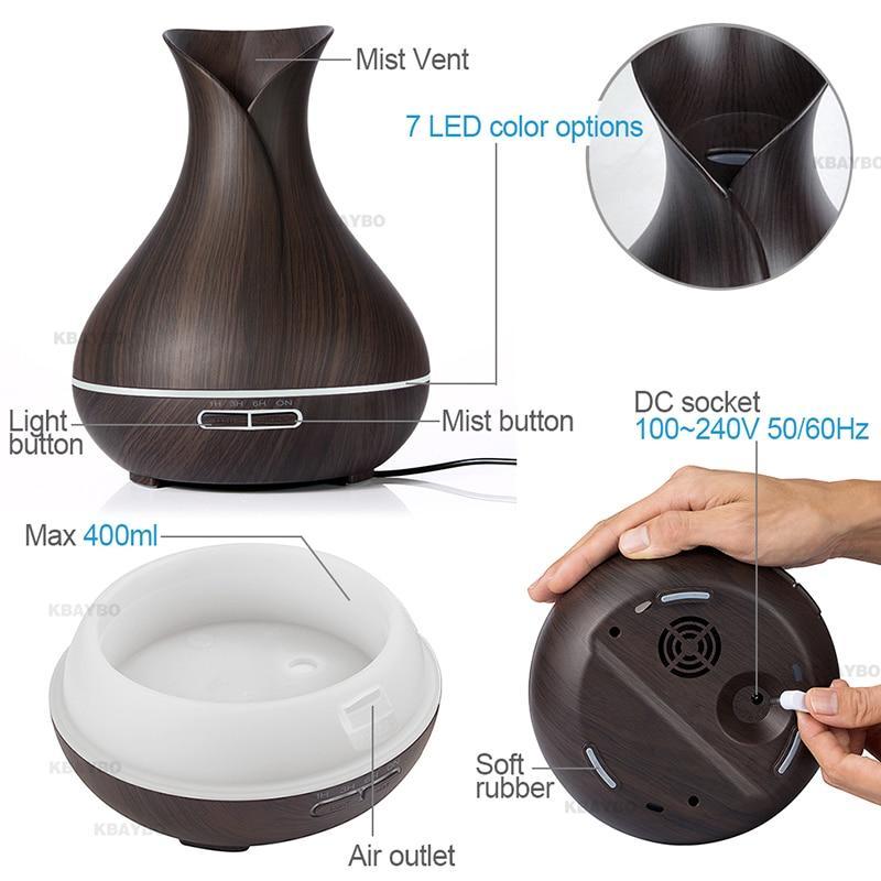 Skanto | 400mL Essensiell Oljediffuser og Luftrenser m/ Humør LED Lys