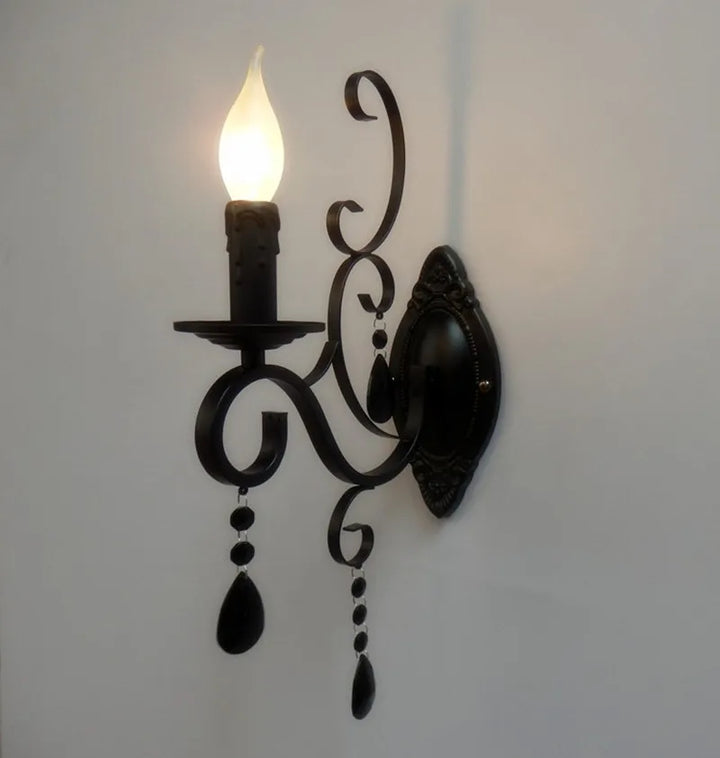 CrystalGlow Vegglampe - Vintage Black LED Belysning Skanto