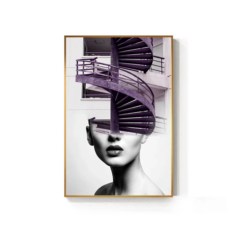 Abstract Fashion Arkitektonisk Motekunst Veggkunst Fine Art Lerretstrykk Bilder For Moderne Leilighet Stue Hjemmekontor Dekor | Skanto