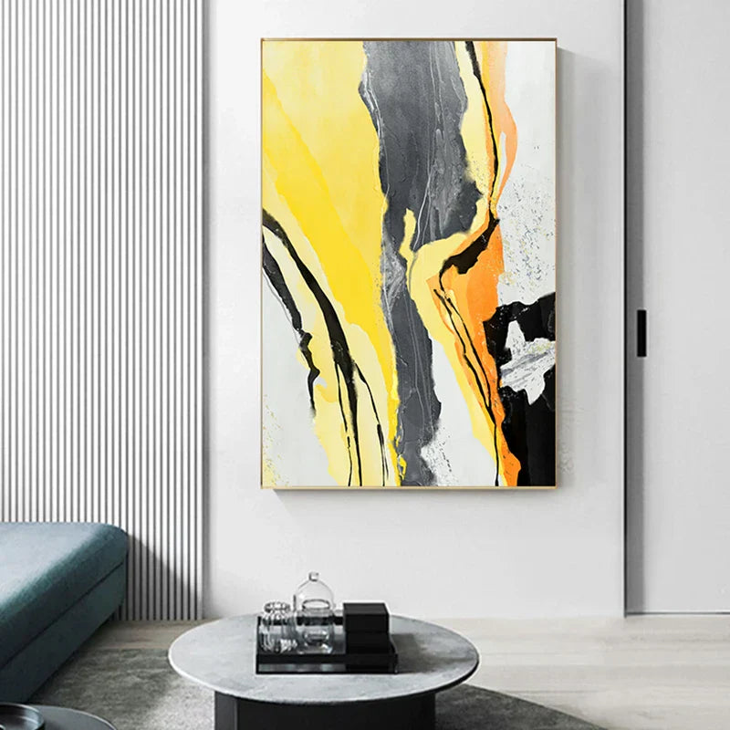 Fargerik Abstrakt Gul Grå Veggkunst Kvalitets lerrettrykk Bilder For Moderne Leilighet Stue Spisestue Moderne Hjem Dekor | Skanto