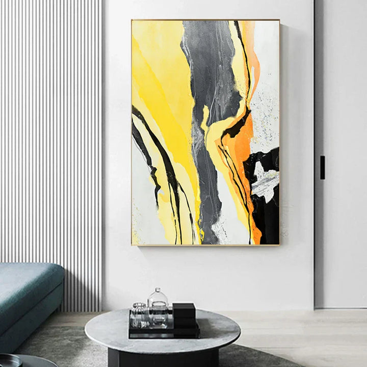 Fargerik Abstrakt Gul Grå Veggkunst Kvalitets lerrettrykk Bilder For Moderne Leilighet Stue Spisestue Moderne Hjem Dekor | Skanto