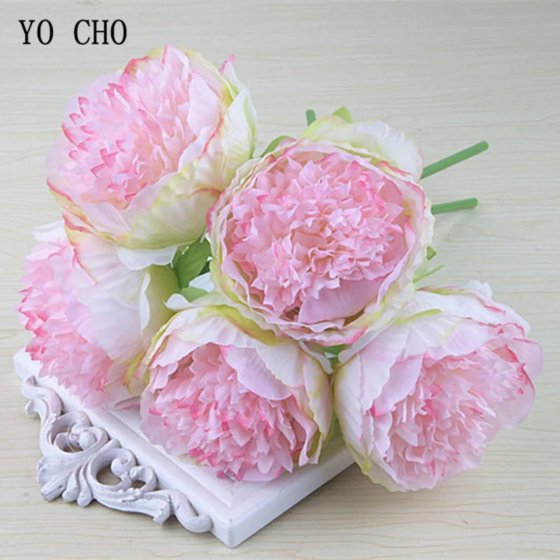 Skanto | Stor Peony Silke Blomsterbukett Sett