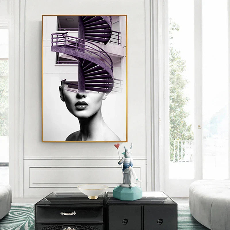 Abstract Fashion Arkitektonisk Motekunst Veggkunst Fine Art Lerretstrykk Bilder For Moderne Leilighet Stue Hjemmekontor Dekor | Skanto