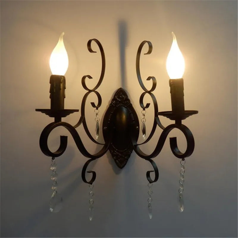 CrystalGlow Vegglampe - Vintage Black LED Belysning Skanto