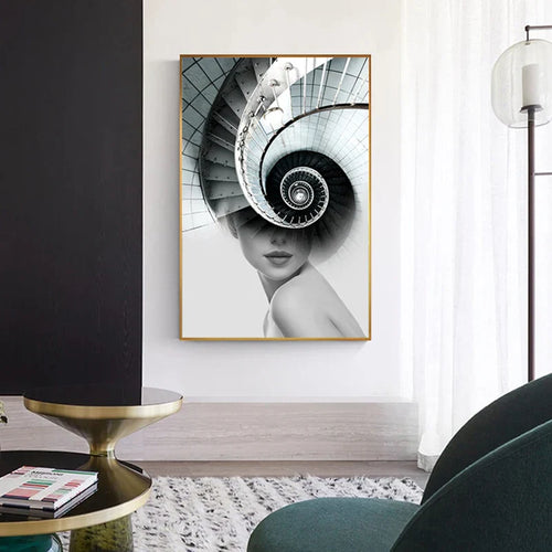 Abstract Fashion Arkitektonisk Motekunst Veggkunst Fine Art Lerretstrykk Bilder For Moderne Leilighet Stue Hjemmekontor Dekor | Skanto