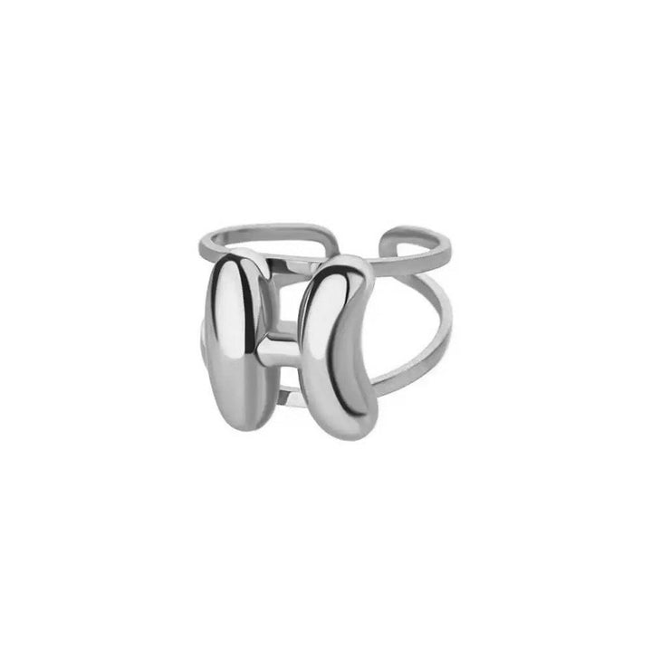 Skanto | Justerbar Åpen Bånd Boblebokstav Initial Ring