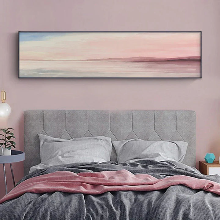 Pastellblå Rosa Lilla Abstrakt Landskap Veggkunst Fine Art Lerretstrykk Bredformatbilde Til Soverommet Over Sengen Eller Over Sofaen | Skanto