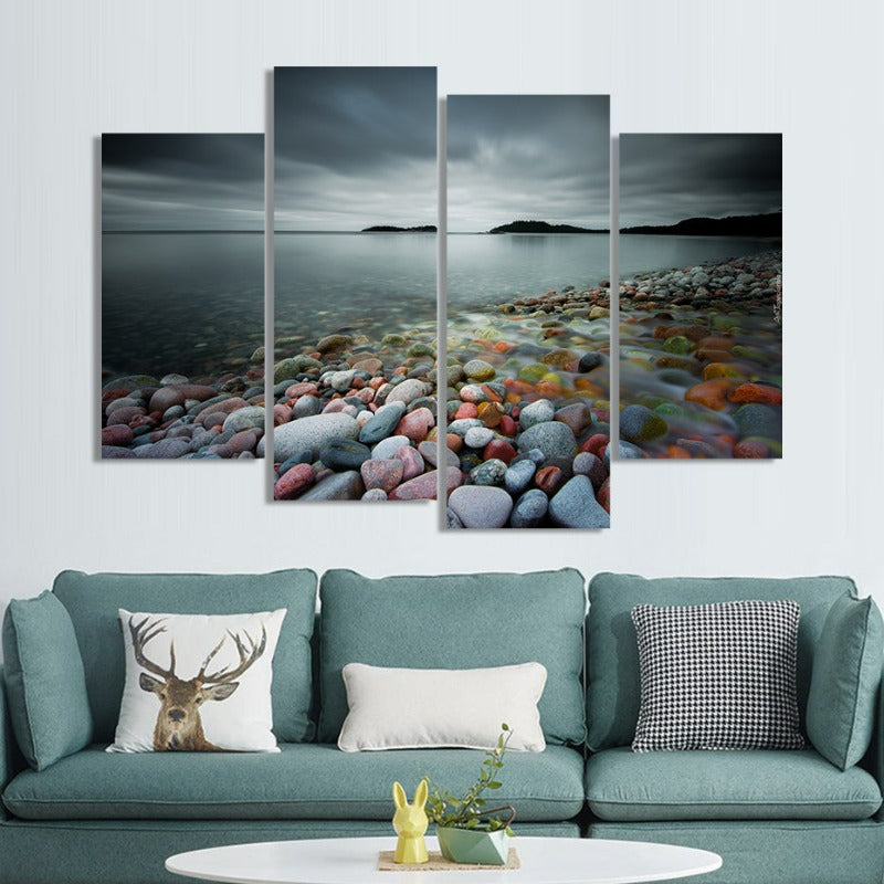 Abstract Modern Multi-Stone Landscape Canvas Wall Art Painting 4 Pieces | Skanto