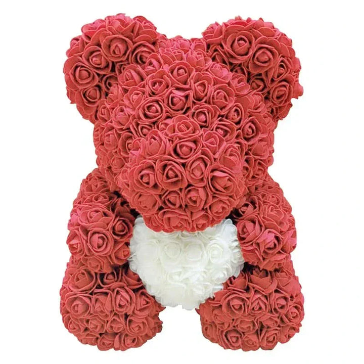 Rosen-Teddybär mit handgefertigten Schaumstoffrosen – 40 cm