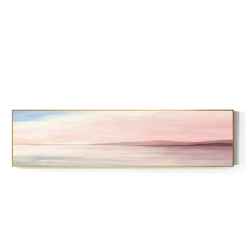 Pastellblå Rosa Lilla Abstrakt Landskap Veggkunst Fine Art Lerretstrykk Bredformatbilde Til Soverommet Over Sengen Eller Over Sofaen | Skanto