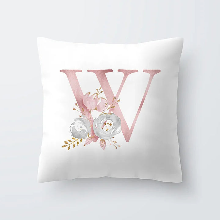 Rosa Gylden Blomsterbokstav Putevar 45x45cm Putevar For Stue Sofa Kastepute Polyester Bomull Firkantede Putekover | Skanto