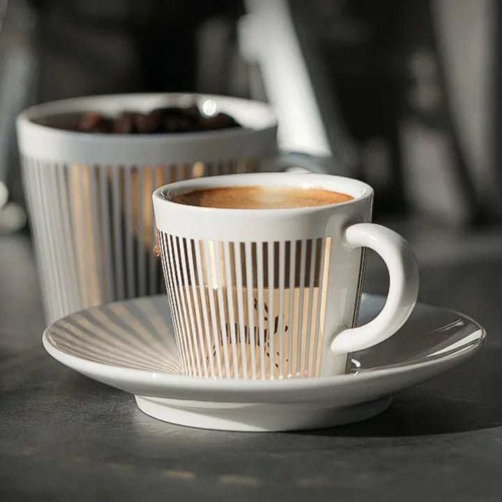 Skanto | Kreativ dynamisk SLR kopp Leopard anamorfisk zebra kopp Luycho kaffe te kopp sett med underlag 90ml-225ml