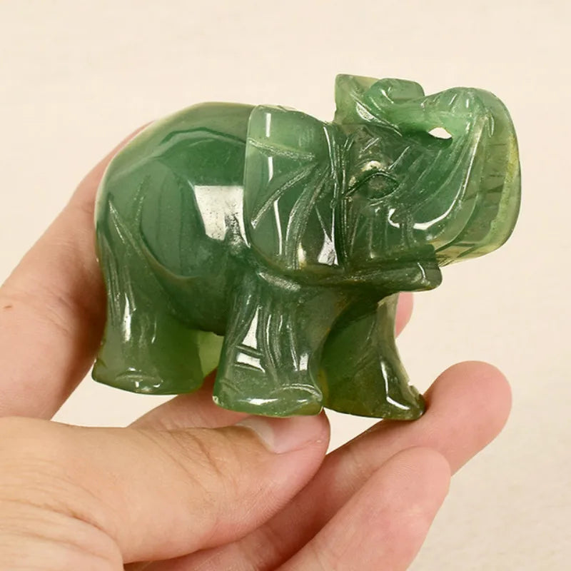 Skanto | Grønn Aventurin Jade Stein Elefant Statue