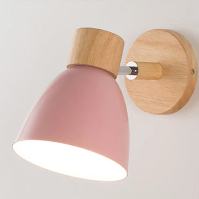 Skanto | LumoNord Macaron Vegglampe | Tre & Metall | 90° Svingbart Lyskildehode | Skandinavisk Design | E27 Sokkel (uten pære)