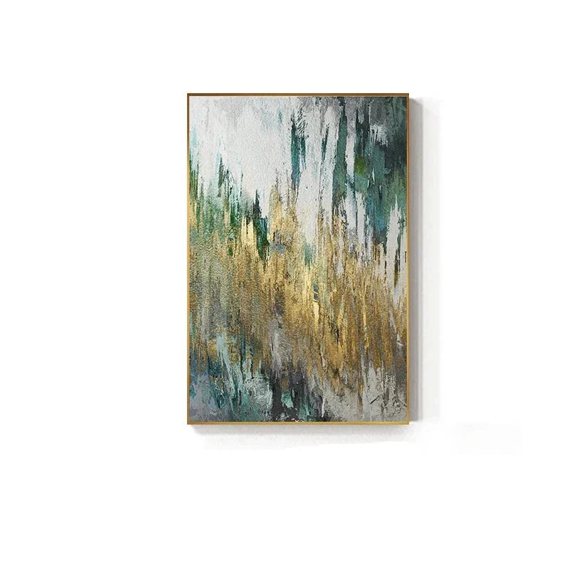 Grønn Beige Gylden Abstrakt Veggkunst Fine Art Lerretsutskrifter Bilder For Moderne Leilighet Stue Spisestue Kunst Dekor | Skanto