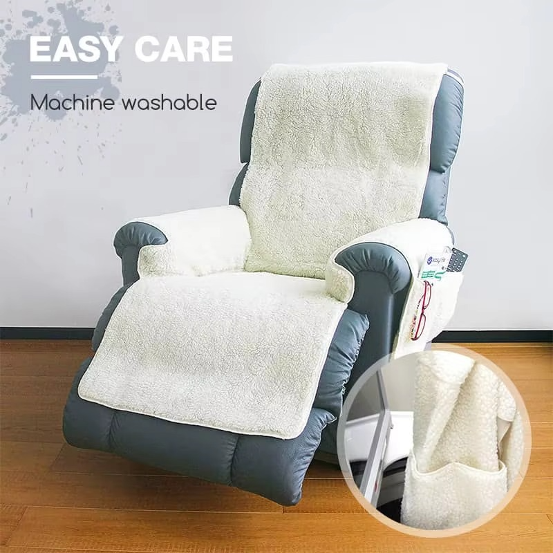 Skanto | Plush Fleece Recliner og Lenestol Beskyttelsespad – Tjukk, Antiskli Møbelovertrekk