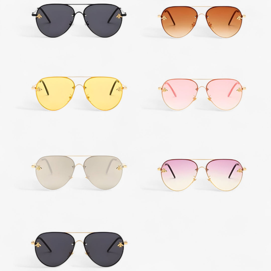 Vintage Pilot Solbriller med Bie Detalj – Halcyon | Skanto