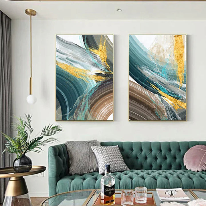 Abstrakt Grønn Brun Farge Sprut Veggkunst Fine Art Lerret Utskrifter Moderne Farger Bilder For Stue Spisestue Samtids Hjem Dekor | Skanto