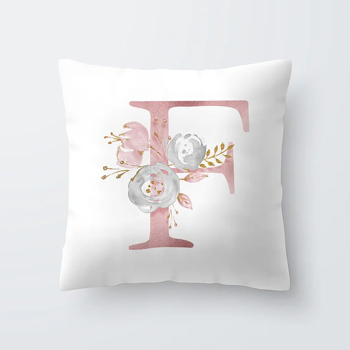 Rosa Gylden Blomsterbokstav Putevar 45x45cm Putevar For Stue Sofa Kastepute Polyester Bomull Firkantede Putekover | Skanto