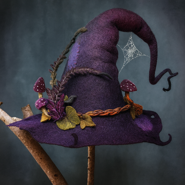Halloween-kost: Hexenhut aus Filz, Handgefertigt aus Merinowolle, Partyaccessoire