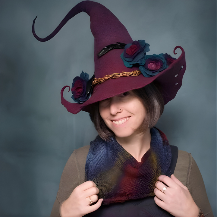Halloween-kost: Hexenhut aus Filz, Handgefertigt aus Merinowolle, Partyaccessoire