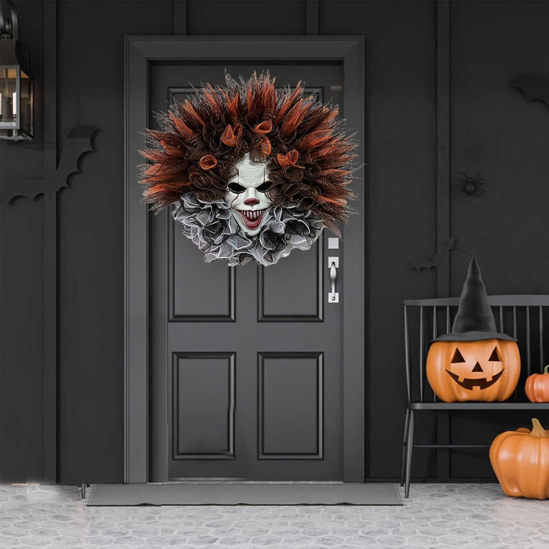 Skanto | Skummel Klovn Nettkrans – Uhyggelig Halloween Dørdekorasjon