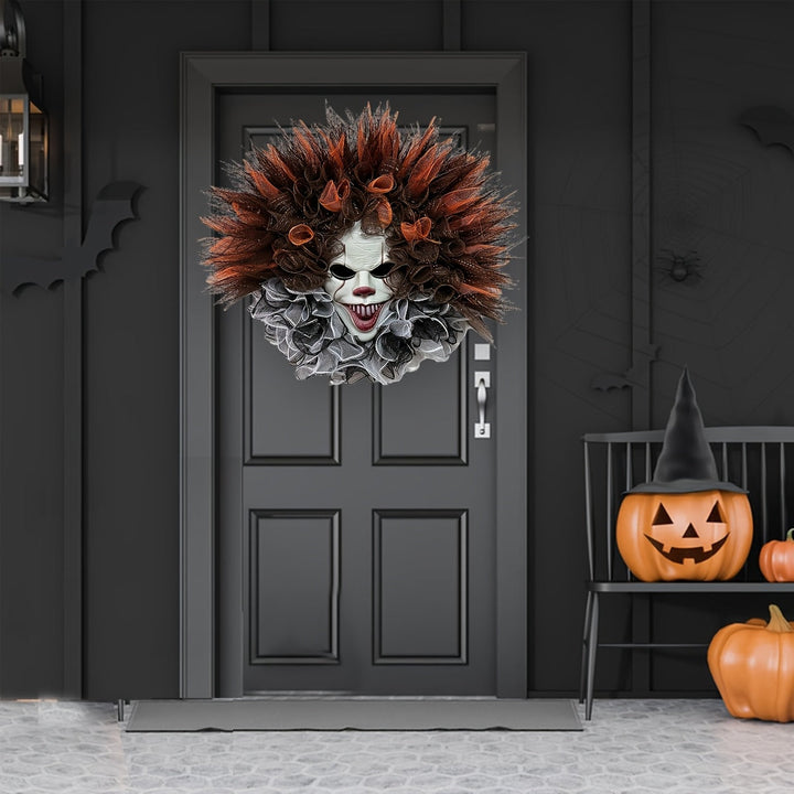 Skanto | Skummel Klovn Nettkrans – Uhyggelig Halloween Dørdekorasjon