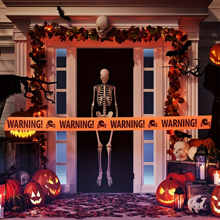 Skanto | Spooky Halloween Hodeskalle Banner – Plast Advarsel Tape Dekorasjon