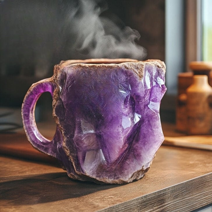 Skanto | Håndlaget Mineral Krystallkrus – Isolert, Mikrobølgeovnssikker, 350-450 ml, Unik Design