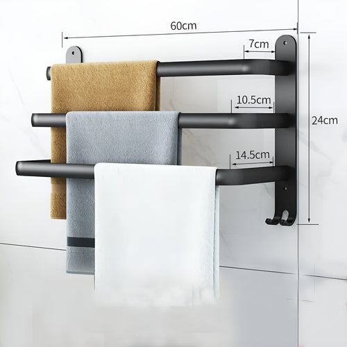 Skanto | HangEase 3-lags veggmontert håndkleholder – Aluminiums plassbesparende design