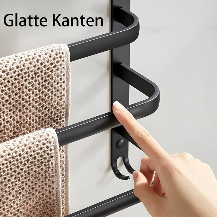 HangEase 3-lags veggmontert håndklehylle – Aluminium plassbesparende design | Skanto