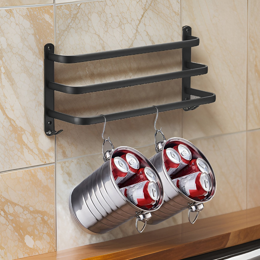 Skanto | HangEase 3-lags veggmontert håndkleholder – Aluminiums plassbesparende design