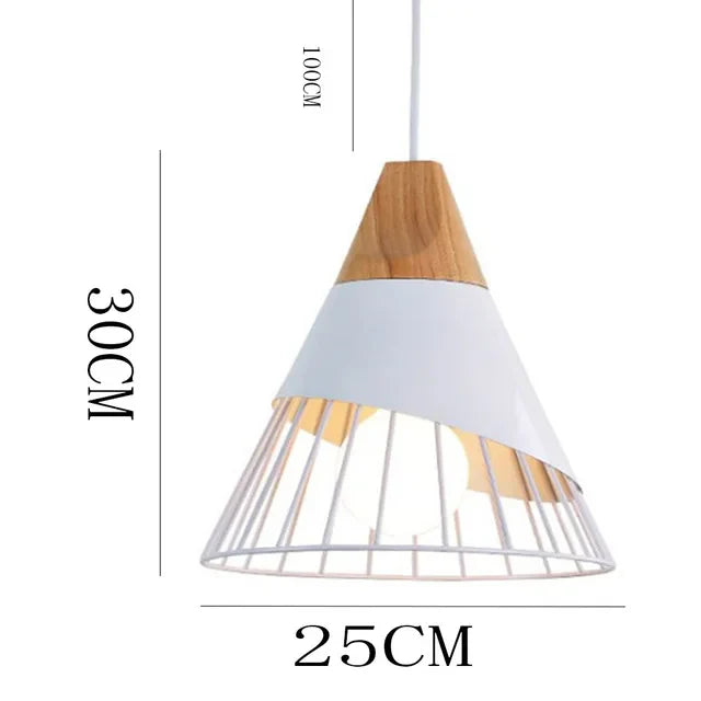 Vintage pendellampe med kabel – Industriell hengelampe laget av metall og tre | Skanto