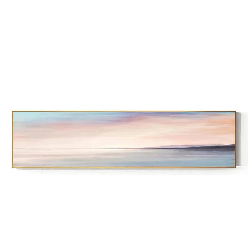 Pastellblå Rosa Lilla Abstrakt Landskap Veggkunst Fine Art Lerretstrykk Bredformatbilde Til Soverommet Over Sengen Eller Over Sofaen | Skanto