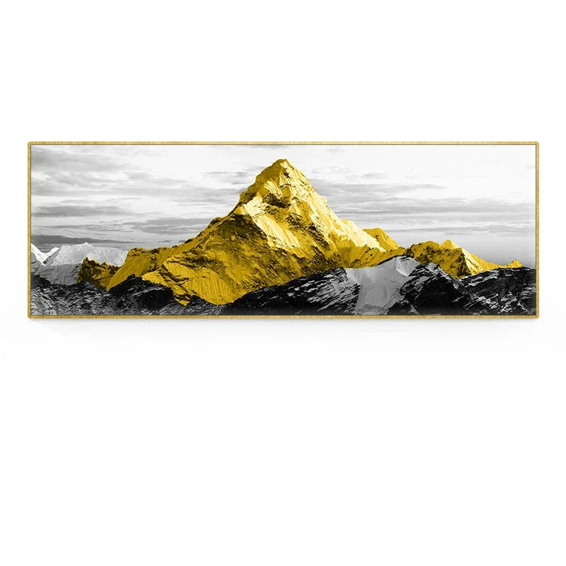 Golden Mountain Landskap Bredformat Veggkunst Fineart Lerretsutskrifter Store Størrelser Bilder For Over Sofaen Bilde For Over Sengen | Skanto
