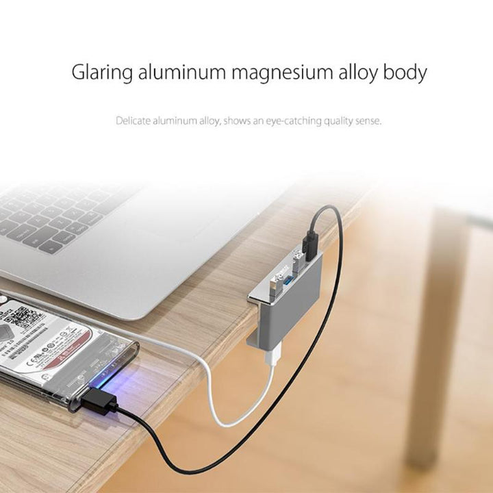 4 Port Klipp-Type USB 3.0 Aluminiums Hub | Skanto
