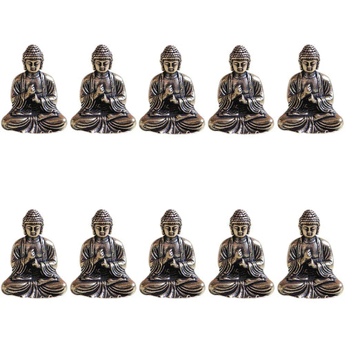 Skanto | 10 deler mini messing sitte Buddha statue figur for reise buddhisme tilbedelse hjem kontor skrivebordsdekorasjon